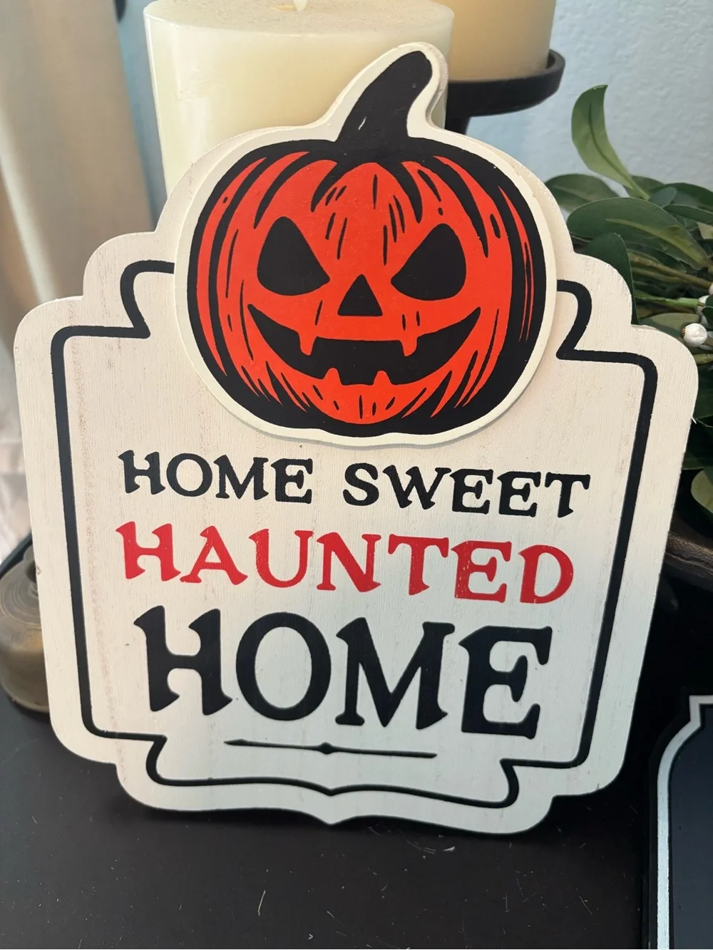 Pair Halloween Wall Signs Home Sweet Haunted Home and Witches Brew Vintage Style